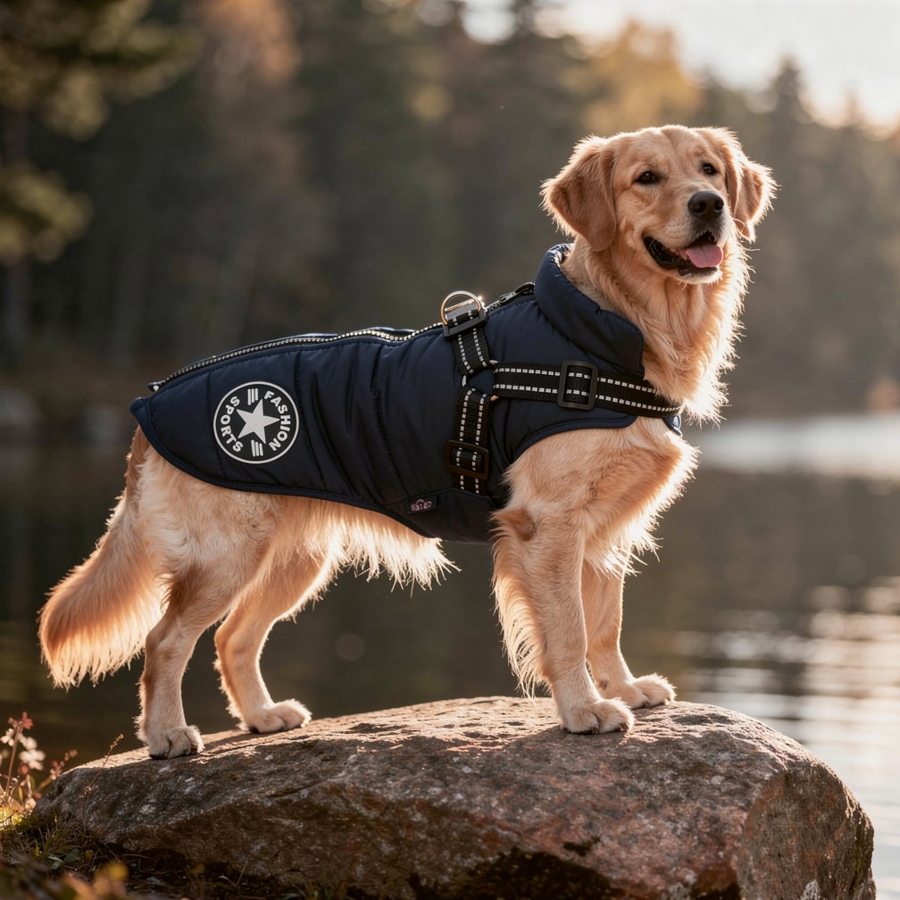 Hundemantel til vinter | Vinterjakke til hunde | Hundejakke med sele | PelsMantel