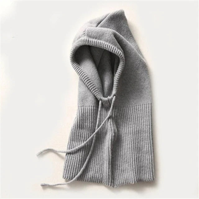 Cashmere Strikket Vinterhue med Hætte – Varm & Elegant