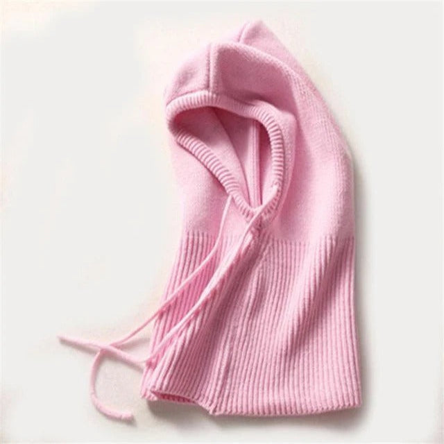 Cashmere Strikket Vinterhue med Hætte – Varm & Elegant