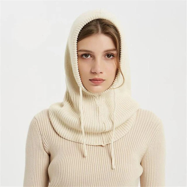 Cashmere Strikket Vinterhue med Hætte – Varm & Elegant