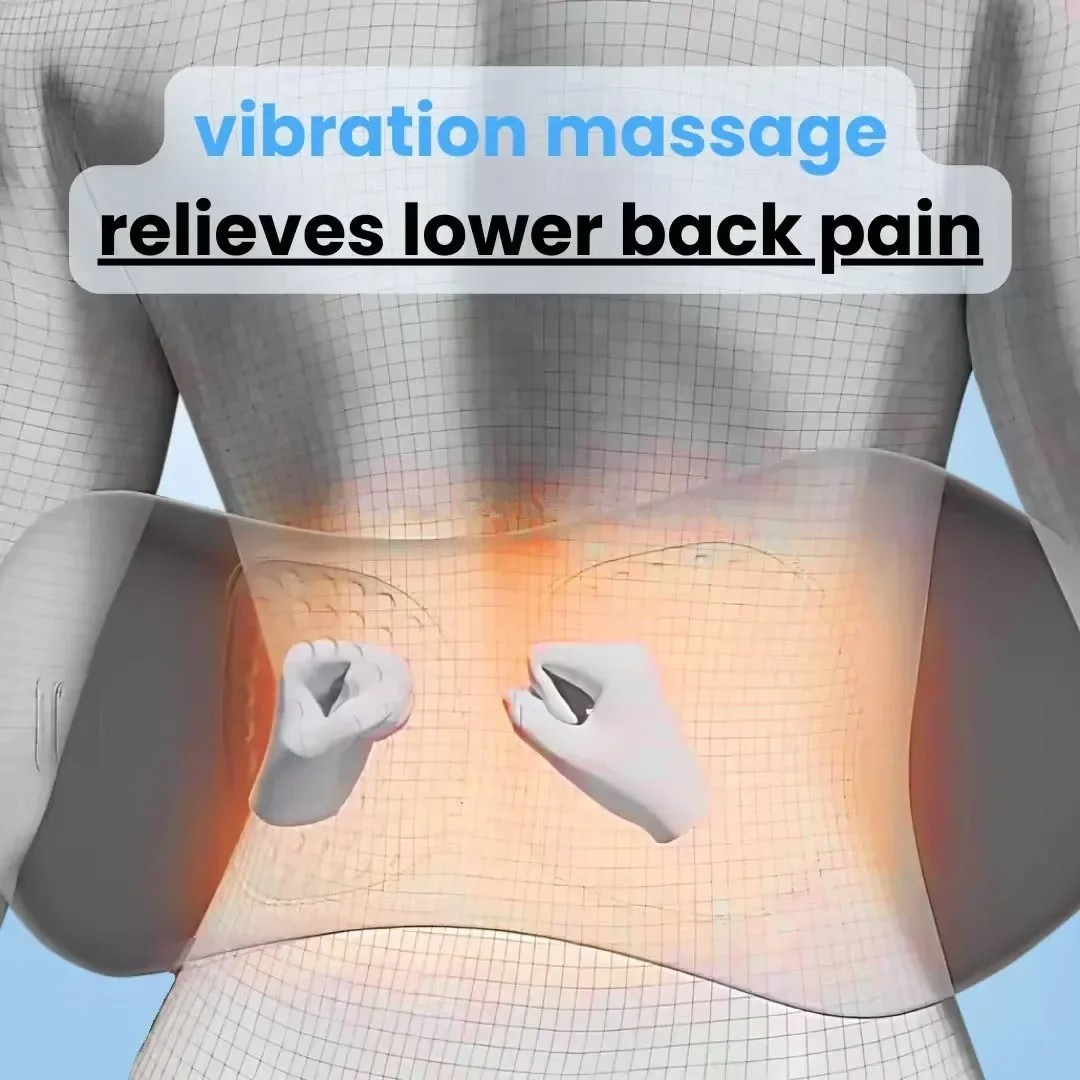 Rygsmerter Massagestol med Varme & Vibration, Rygstøtte til Lindring af Iskias, Lumbal Smerte & Holdningskorrektion – 3-i-1 Hjemmebehandling