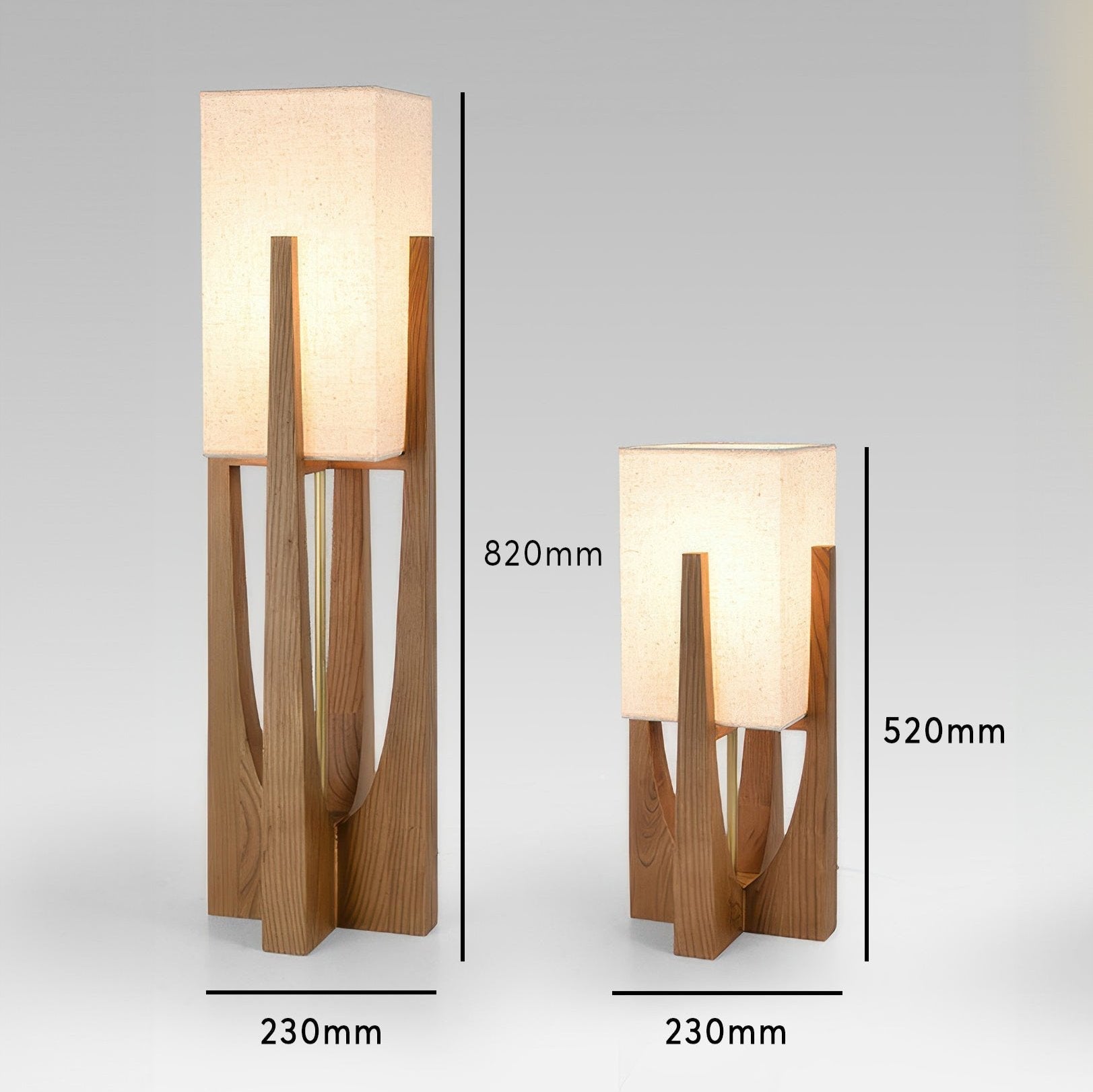 Elegant Japansk Stil Valnød Gulvlampe med LED Lys