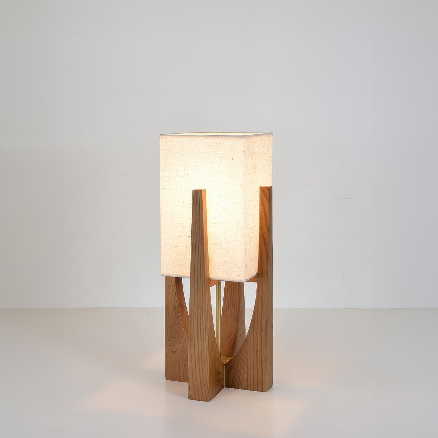 Elegant Japansk Stil Valnød Gulvlampe med LED Lys