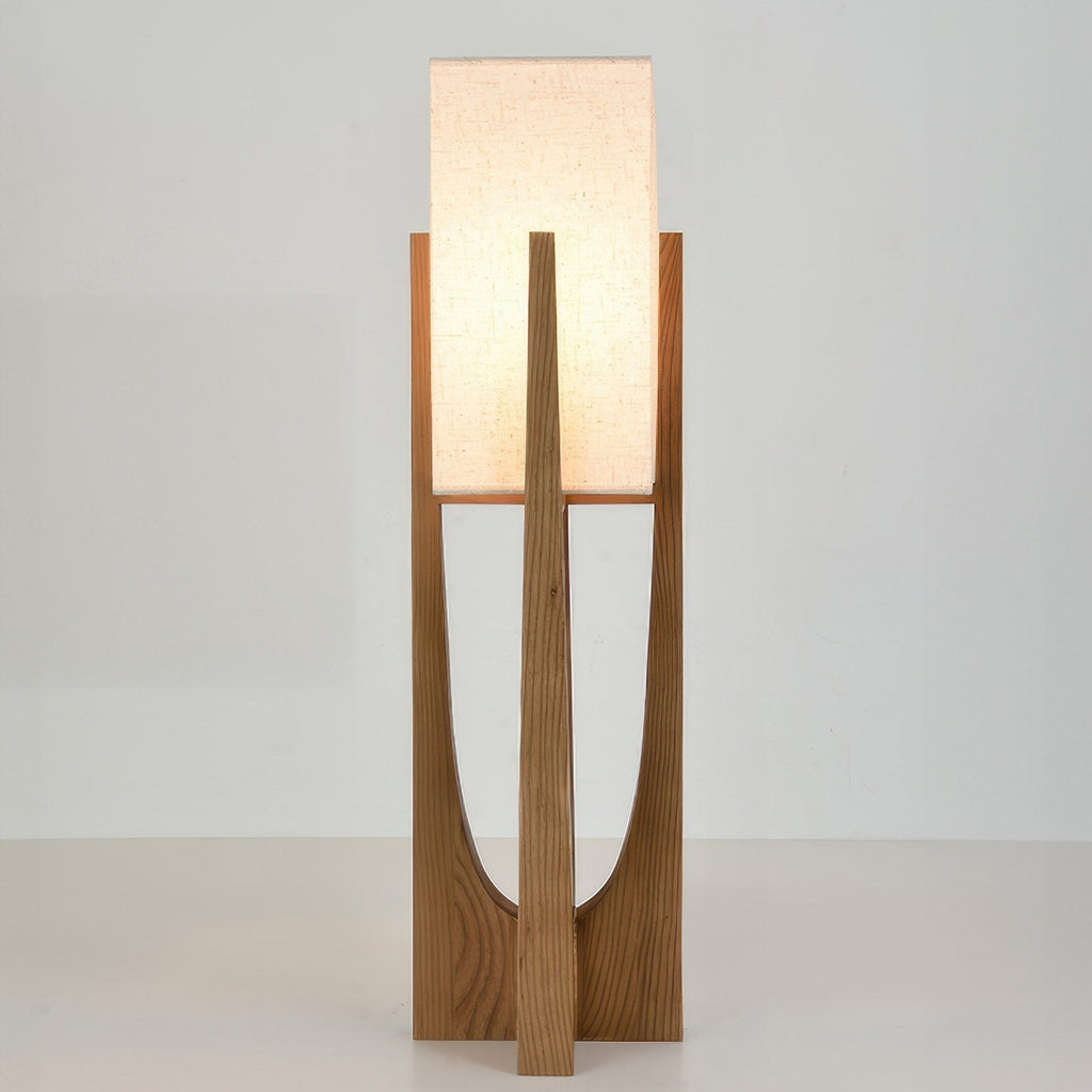 Elegant Japansk Stil Valnød Gulvlampe med LED Lys