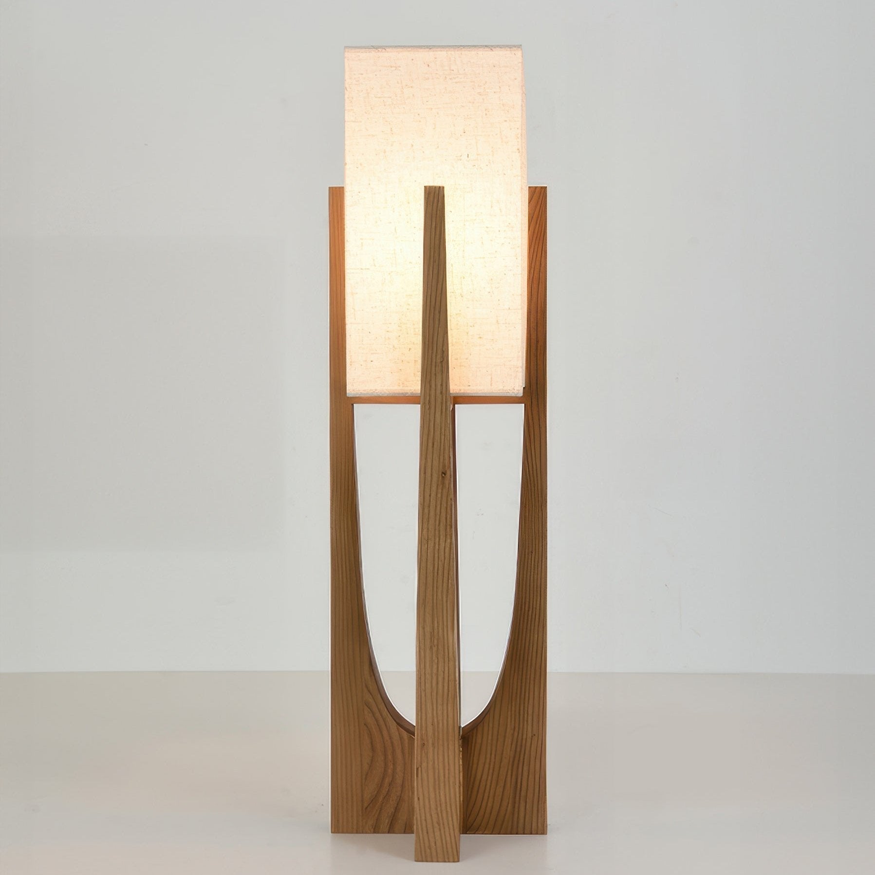 Elegant Japansk Stil Valnød Gulvlampe med LED Lys
