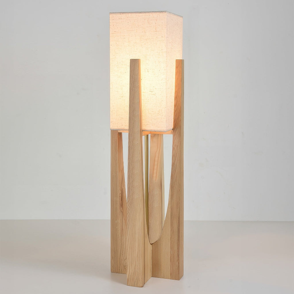 Elegant Japansk Stil Valnød Gulvlampe med LED Lys