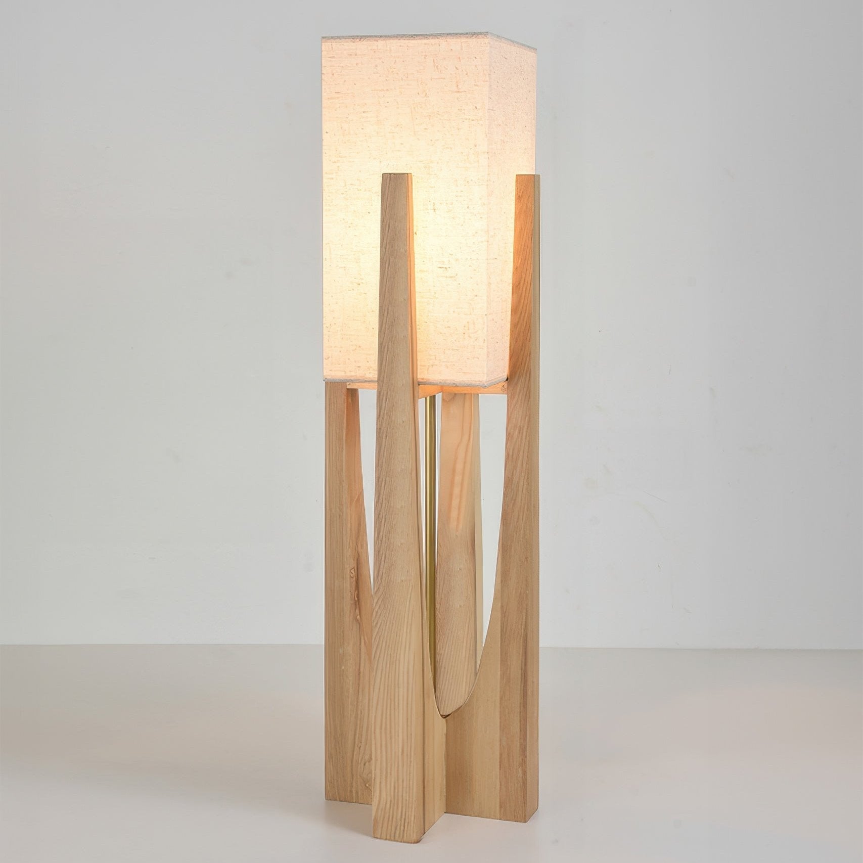 Elegant Japansk Stil Valnød Gulvlampe med LED Lys