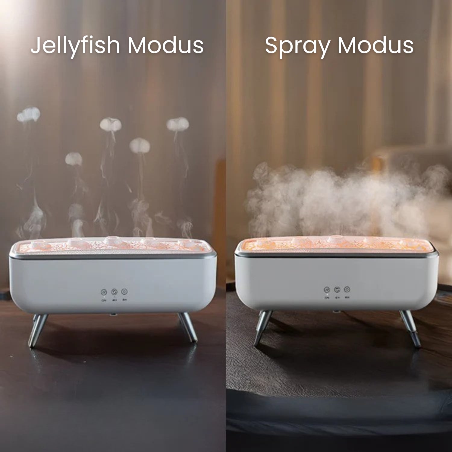 Diffuser & Luftfugter | LED Aromadiffuser med Farveskift & Fjernbetjening | JellyMist