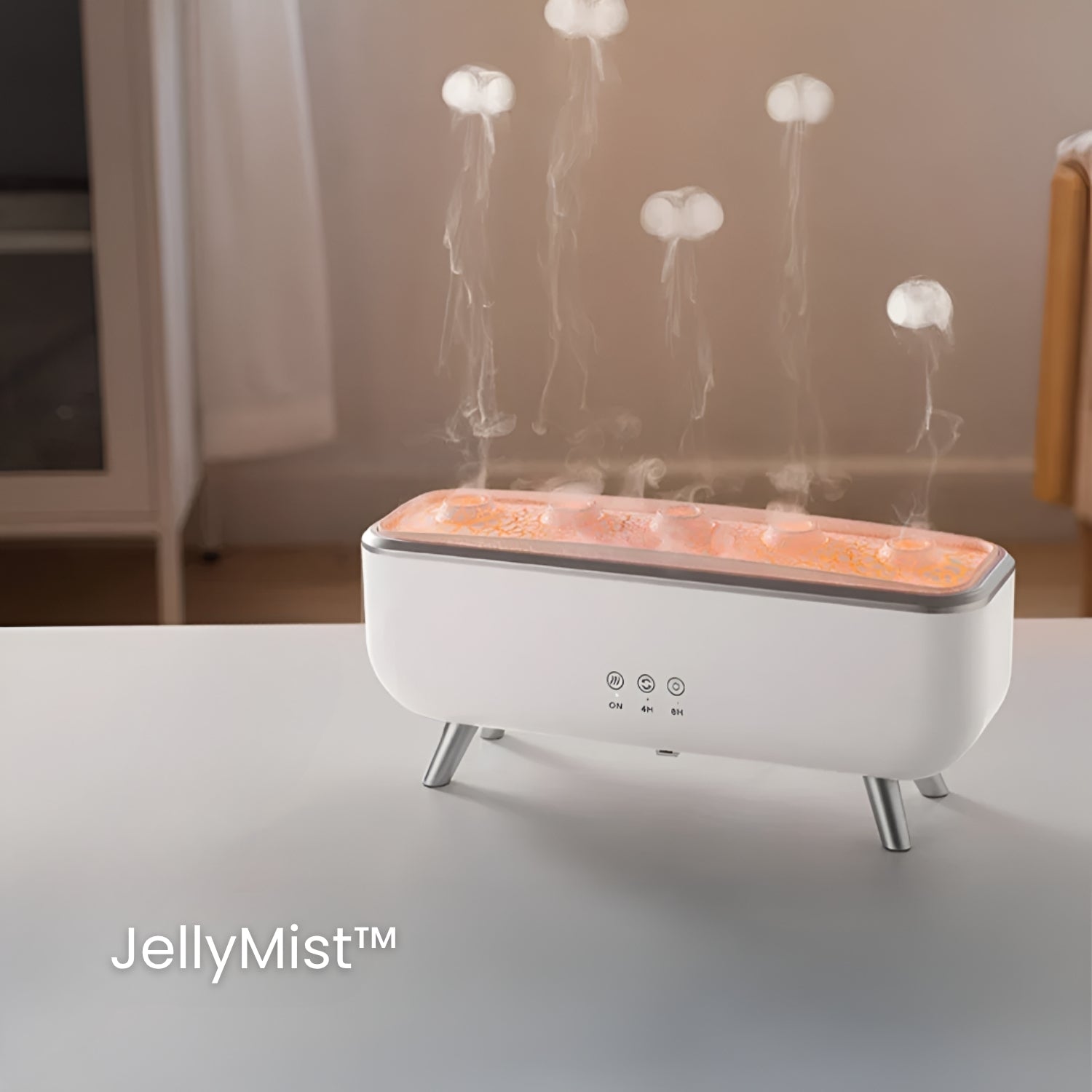 Diffuser & Luftfugter | LED Aromadiffuser med Farveskift & Fjernbetjening | JellyMist