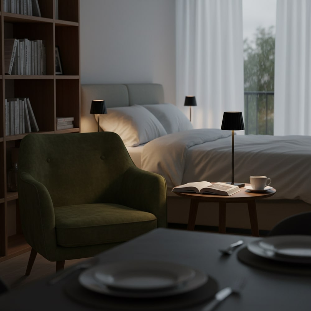 Trådlampe | Lampe til stuen | Moderne bordlampe med batteri | VelaLume