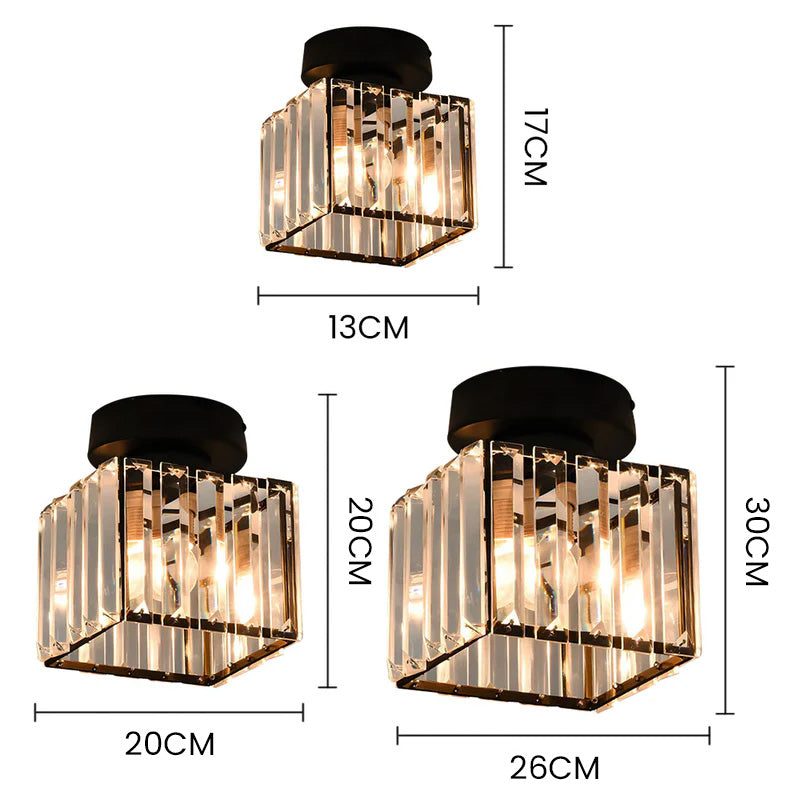 Krystalglas Loftlampe – Messingbeslag & Kompakt Design