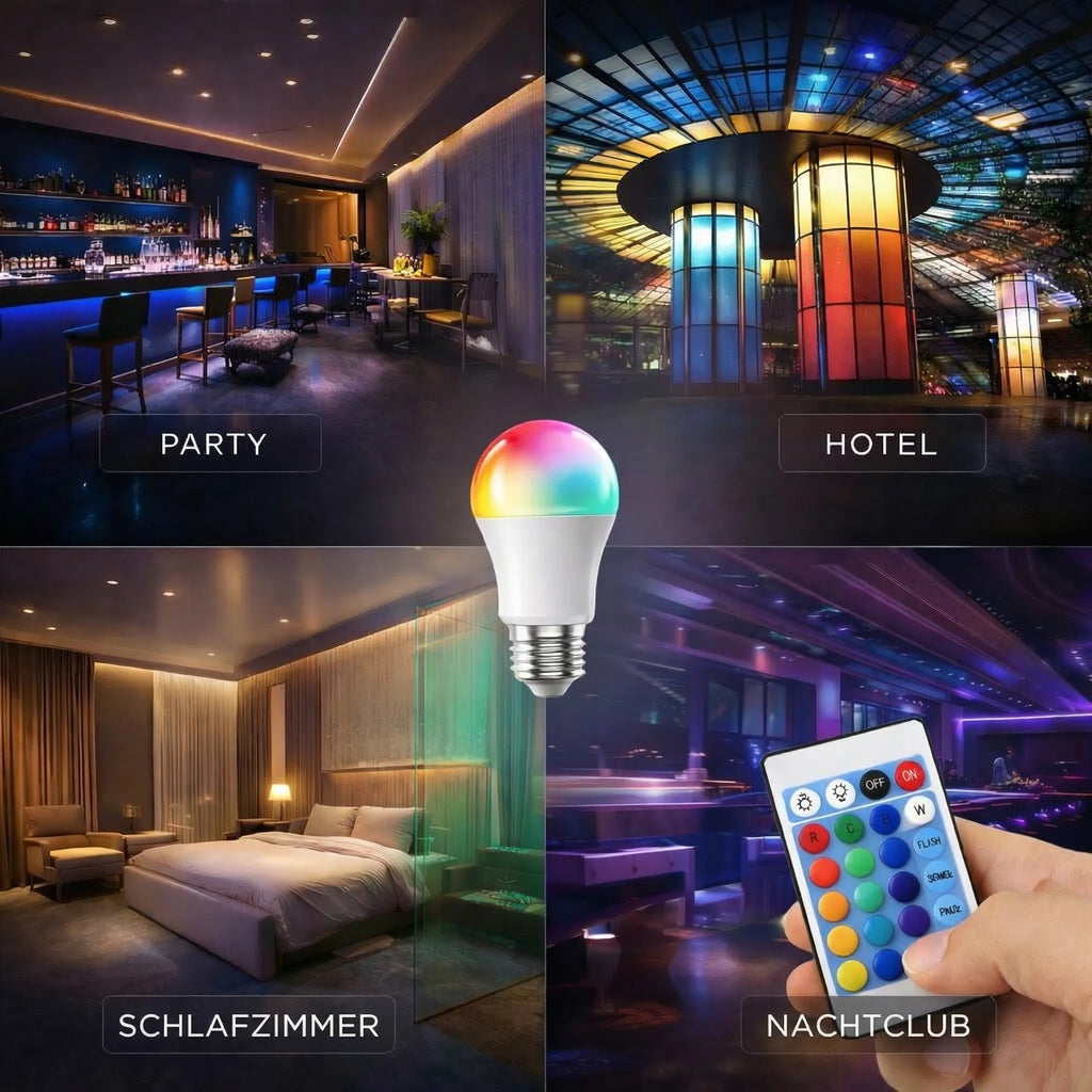 LED E27 Pære | RGB Lampe med Fjernbetjening | Neonix