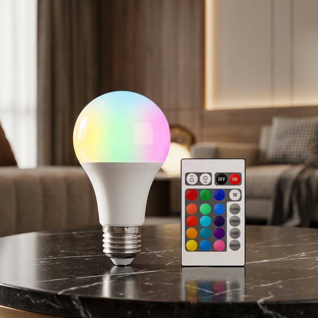 LED E27 Pære | RGB Lampe med Fjernbetjening | Neonix
