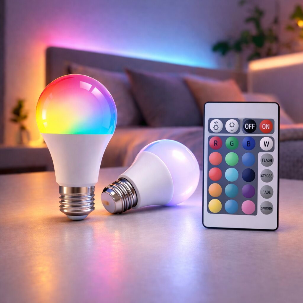 LED E27 Pære | RGB Lampe med Fjernbetjening | Neonix