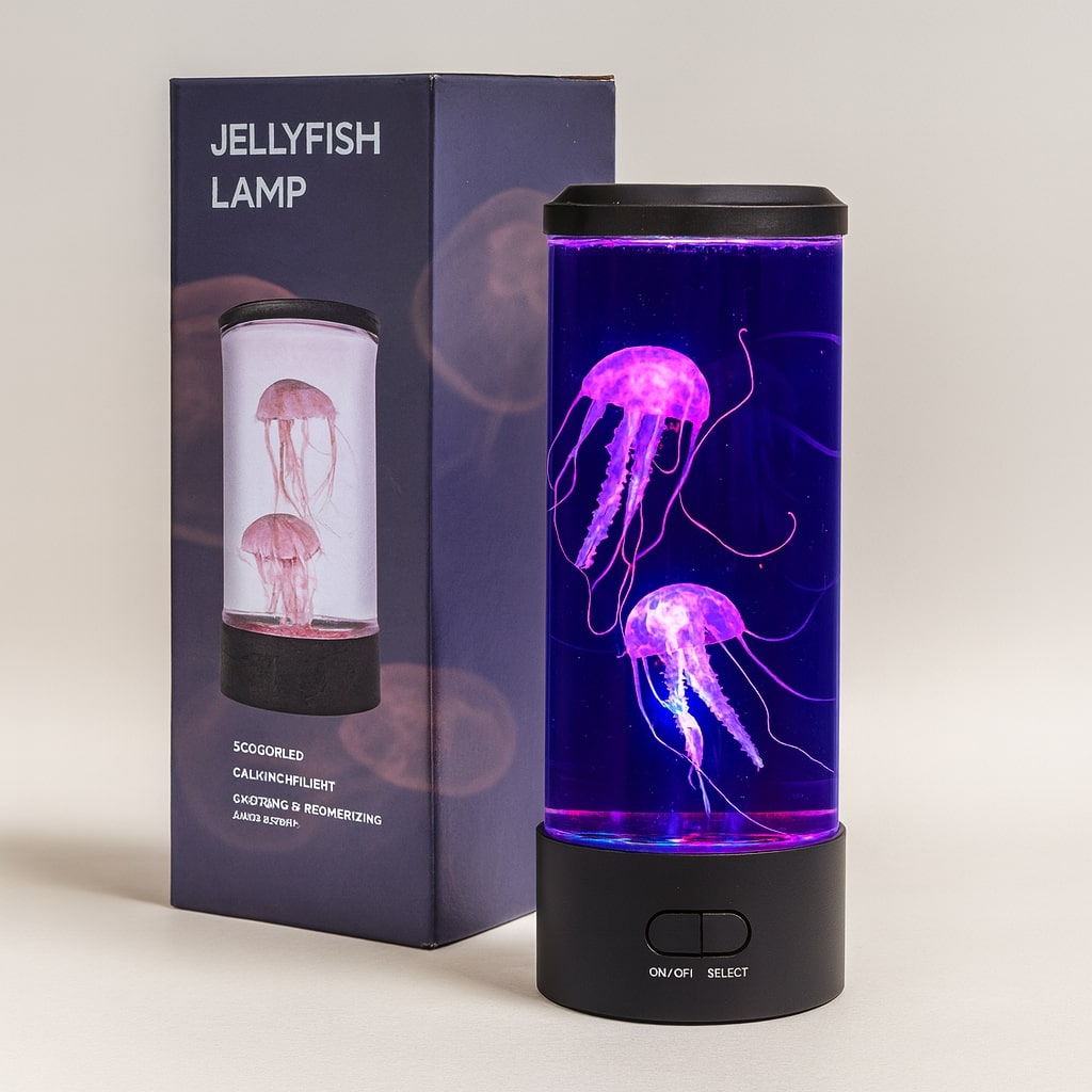 LED Natbordlampe | Skrivebordslampe med Qualle Effekt | Bordlampe | LysBølge
