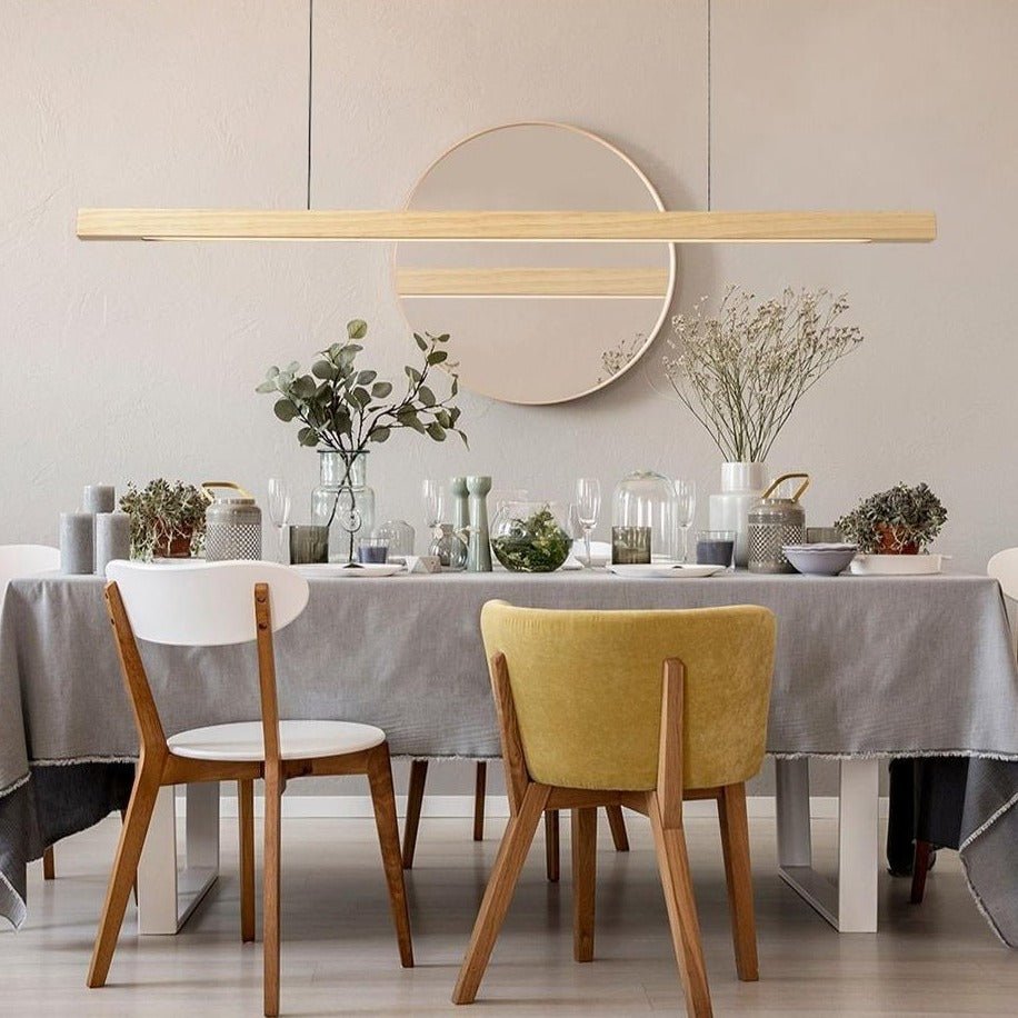 SolaraWood Justerbar LED Træ Pendelampe Til Spisestuer