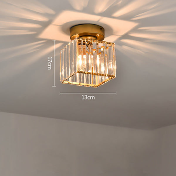 Krystalglas Loftlampe – Messingbeslag & Kompakt Design