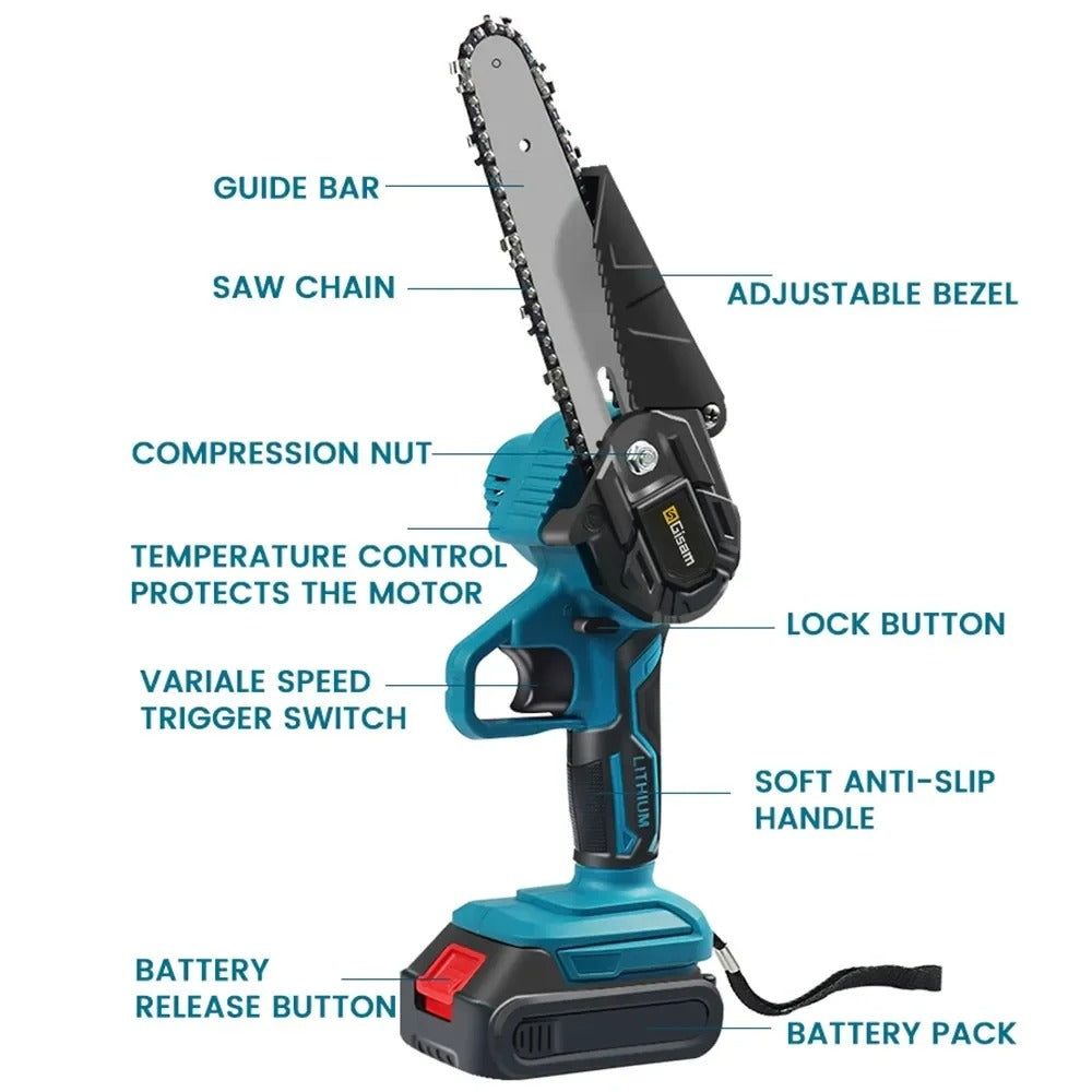SharpCut 6” Trådløs Motorsav | Kraftfuld og Ergonomisk | Let Vægt