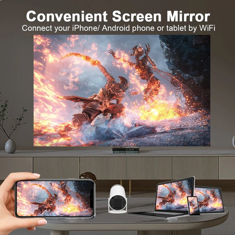 Smart 4K Mini Projektor med Dual WiFi og Bluetooth-forbindelse
