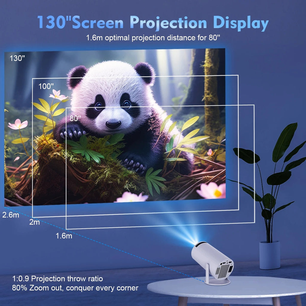 Smart 4K Mini Projektor med Dual WiFi og Bluetooth-forbindelse