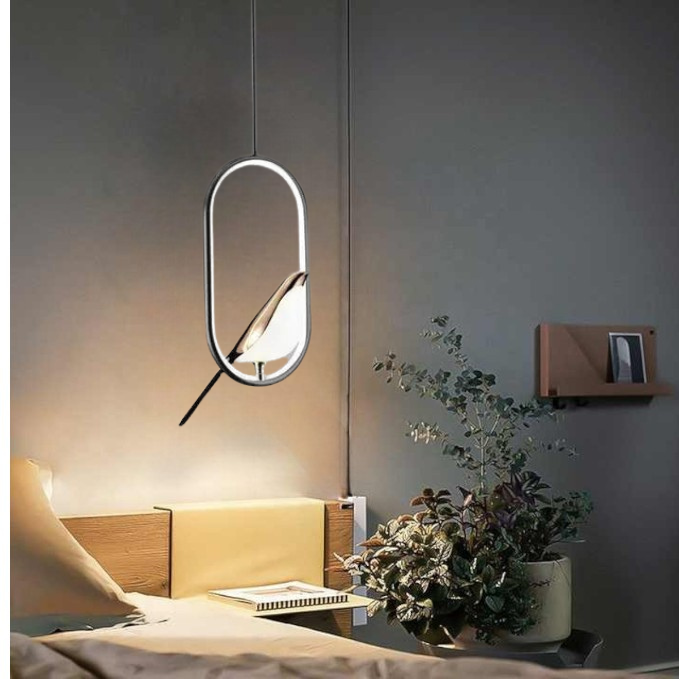 Moderne Pendelampe med Gyldent Fugl Design