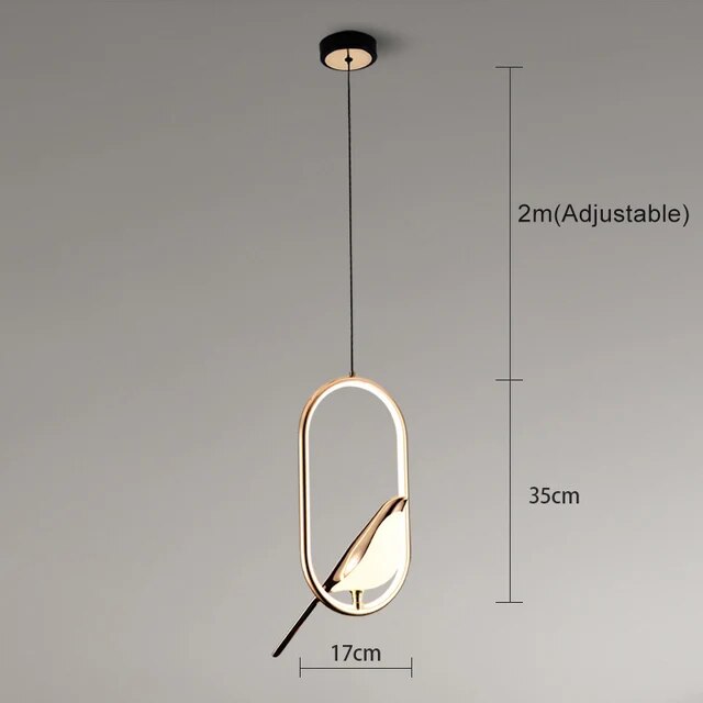 Moderne Pendelampe med Gyldent Fugl Design