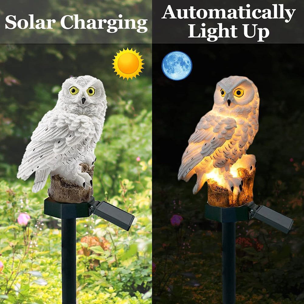 Udendørs Solcelle Ugle Lampe Sæt med LED Belysning