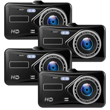 Trådløs Twin Dash Cam Med Front- eller Bagudsigtskamera, 1080p, 4-tommer LCD
