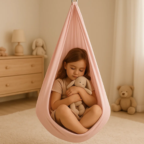 RustNest Kattun Terapi Sling | Beroligende Dybt Tryk | Sort, 100×280 cm
