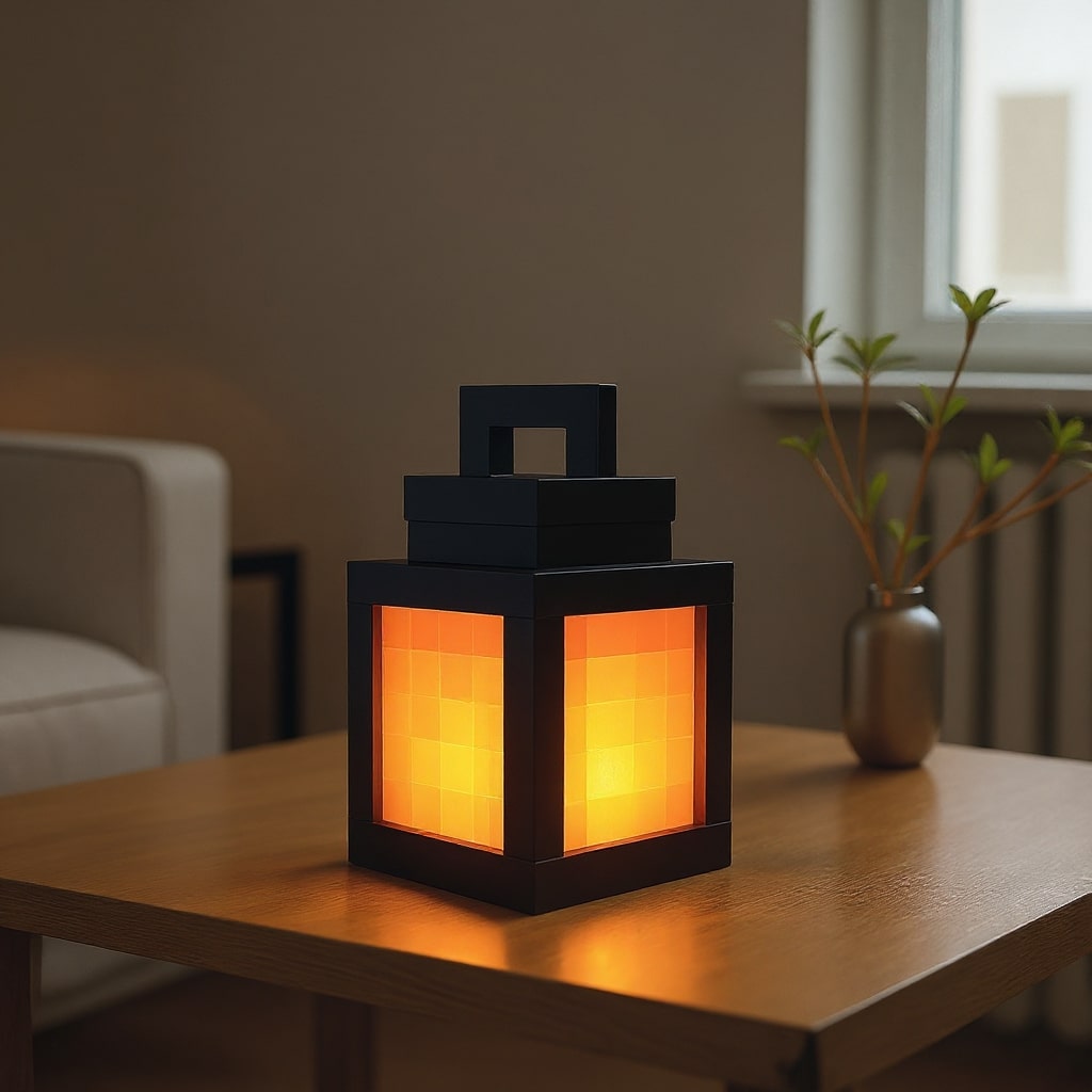 Minecraft Lampe | Trådløs Bordlampe | Natbordlampe | Væglampe indendørs | PixelLys