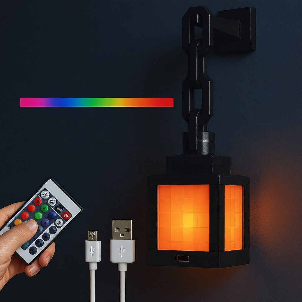 Minecraft Lampe | Trådløs Bordlampe | Natbordlampe | Væglampe indendørs | PixelLys