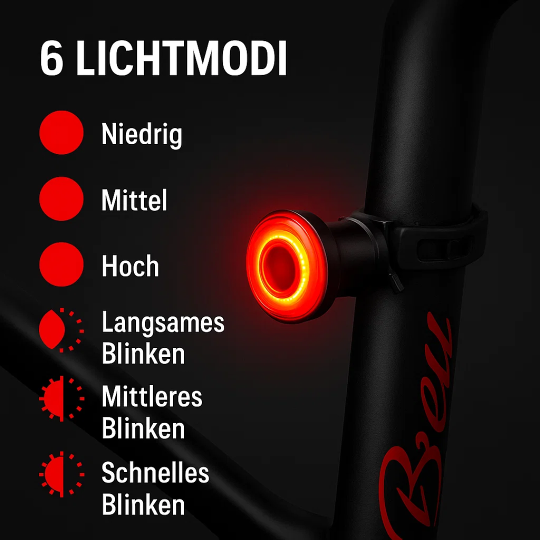 Baglygte & Bremselys til cykel og racercykel med 6 tilstande og batteri | Lumirad