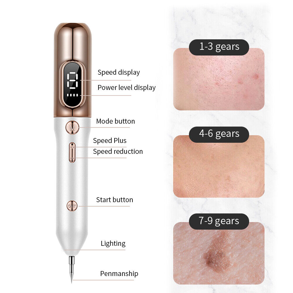DermaNova Hjemme Skin Pen Med Ni Effekttrins Til Modermærker, Hudvækster Og Vorter