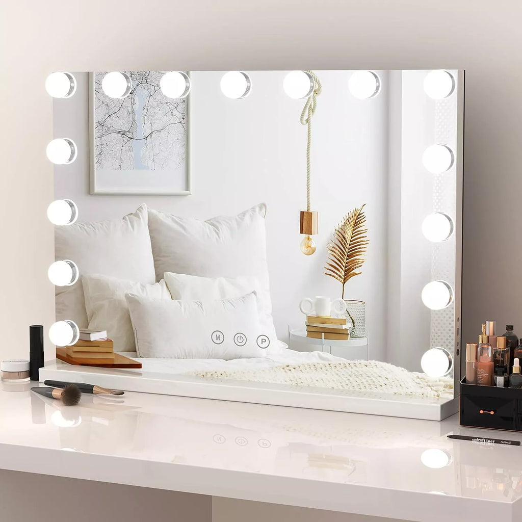 AuraGlow Dimmbar LED Makeup Spejl Med Justerbart Lys