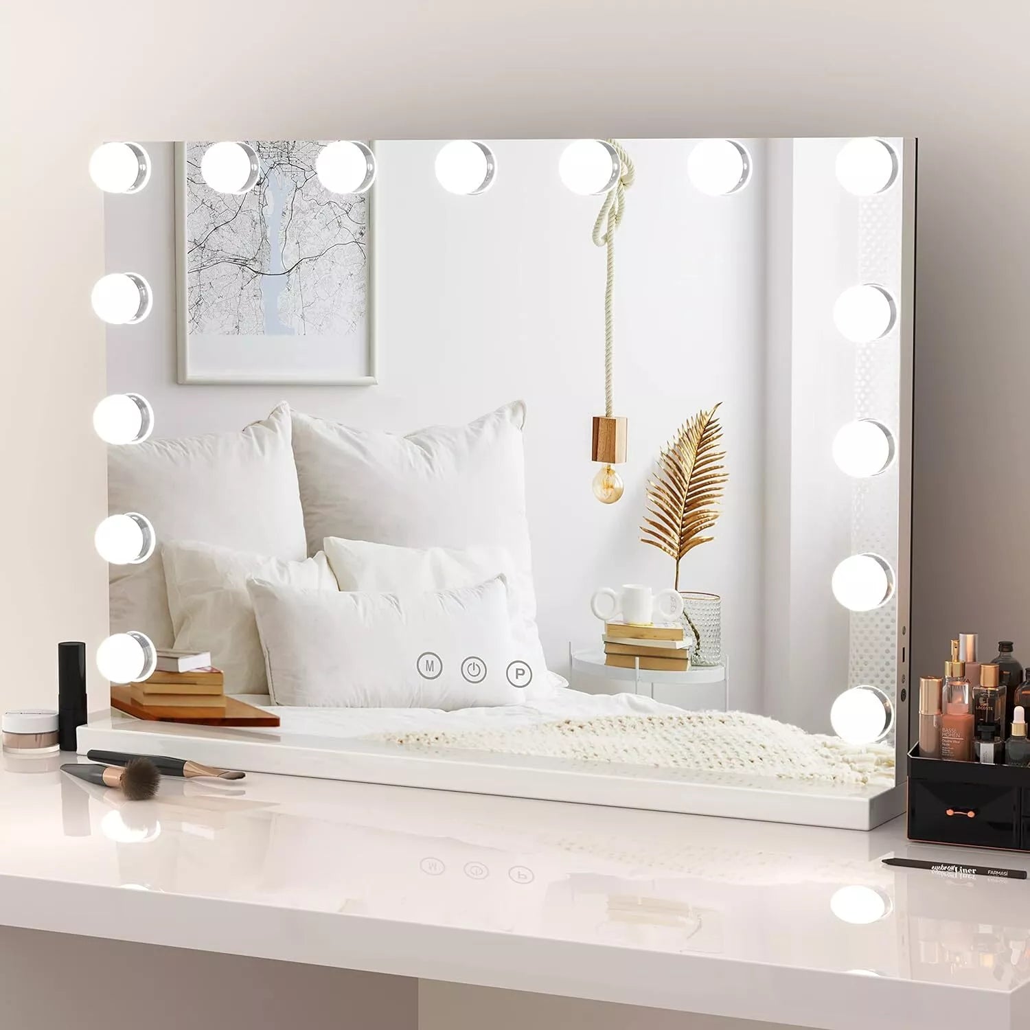 AuraGlow Dimmbar LED Makeup Spejl Med Justerbart Lys