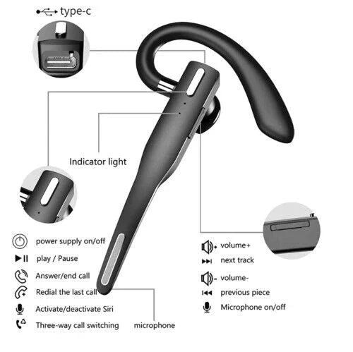 Trucker Dual Mic Trådløs Bluetooth 5.1 Støjreducerende Headset/Øretelefon
