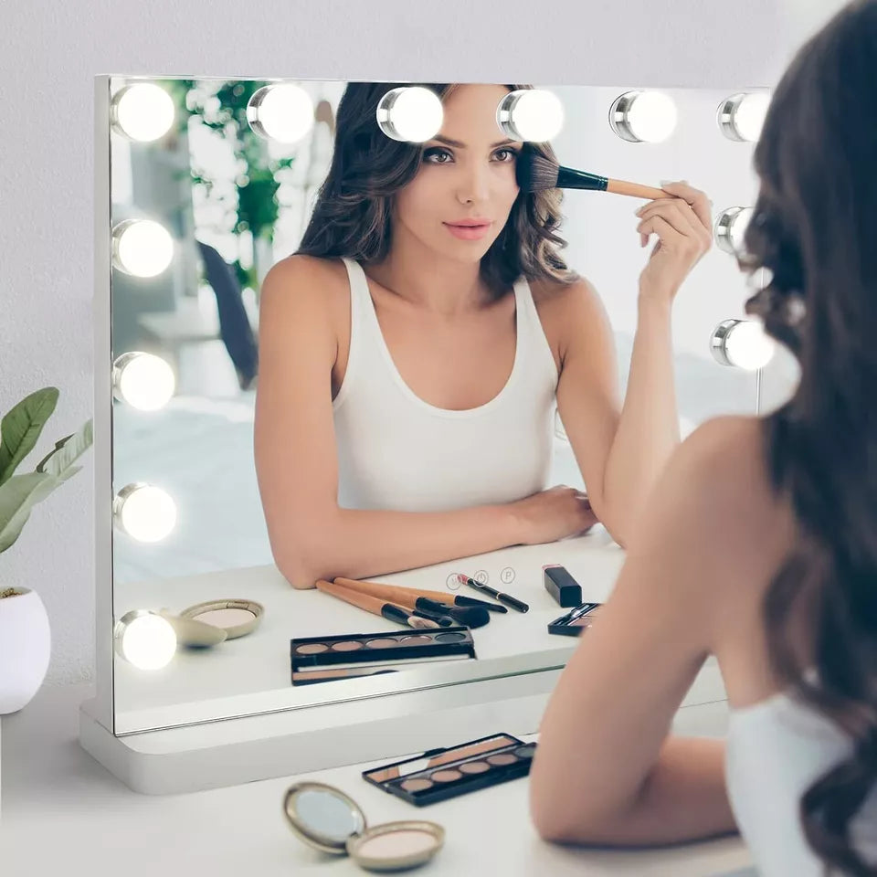 AuraGlow Dimmbar LED Makeup Spejl Med Justerbart Lys