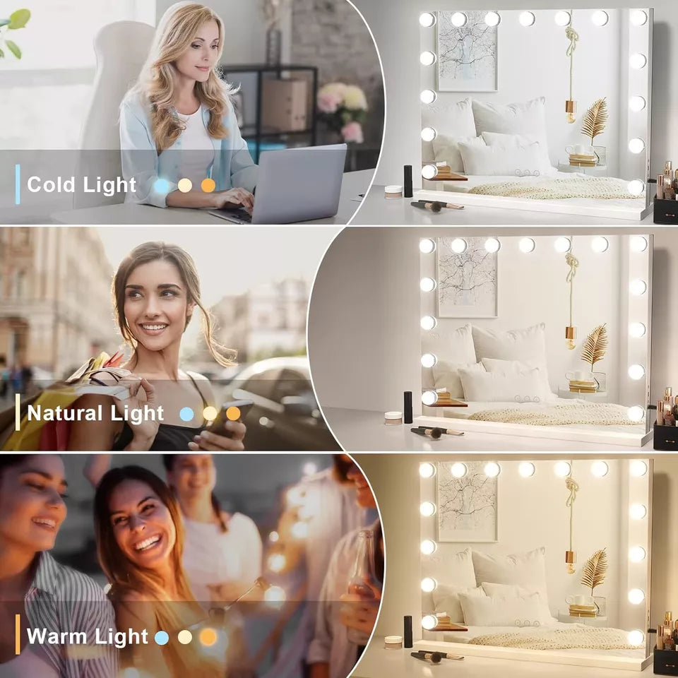 AuraGlow Dimmbar LED Makeup Spejl Med Justerbart Lys