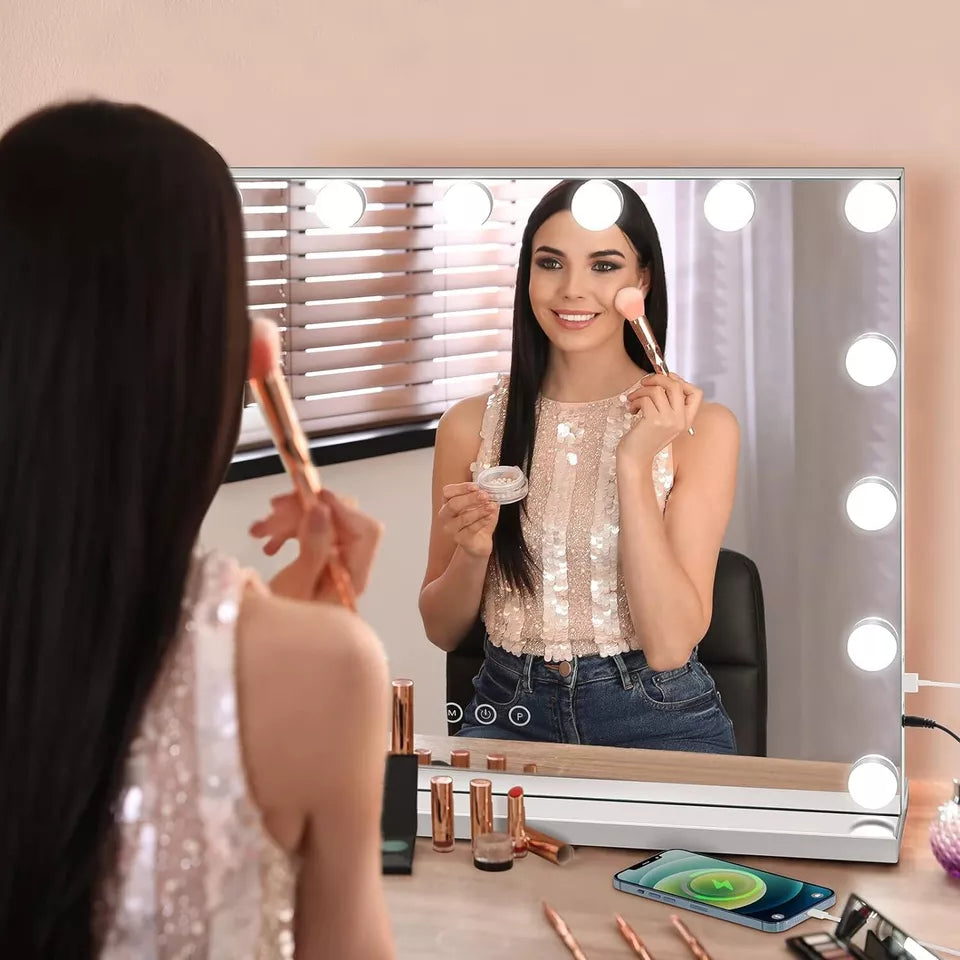 AuraGlow Dimmbar LED Makeup Spejl Med Justerbart Lys