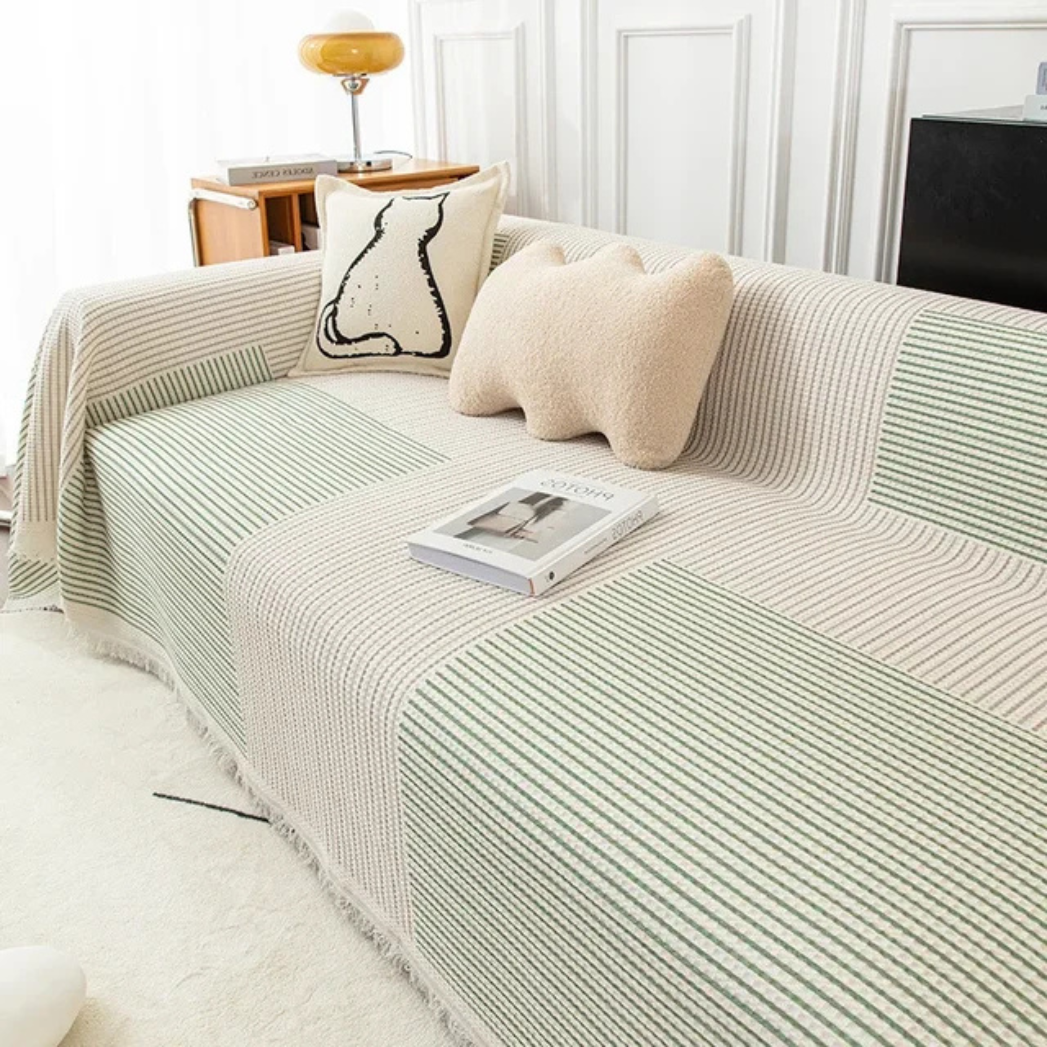Skandinavisk Sofa Plaid med Frynse Kant