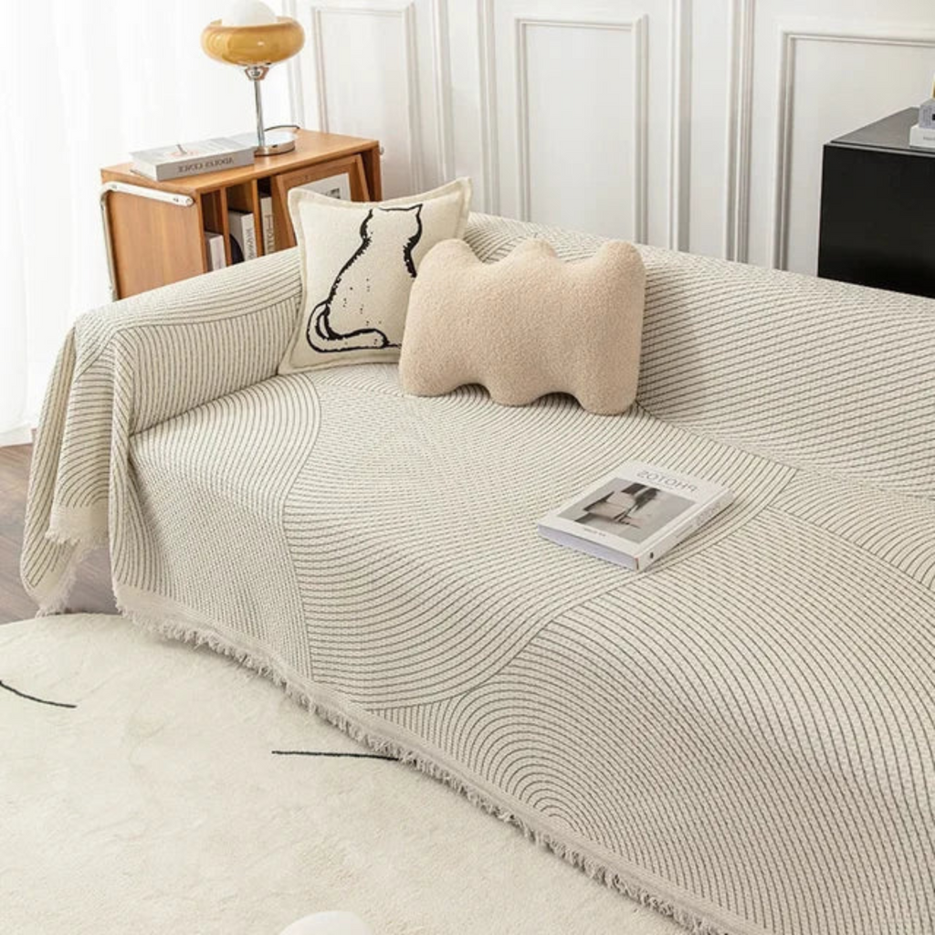 Skandinavisk Sofa Plaid med Frynse Kant
