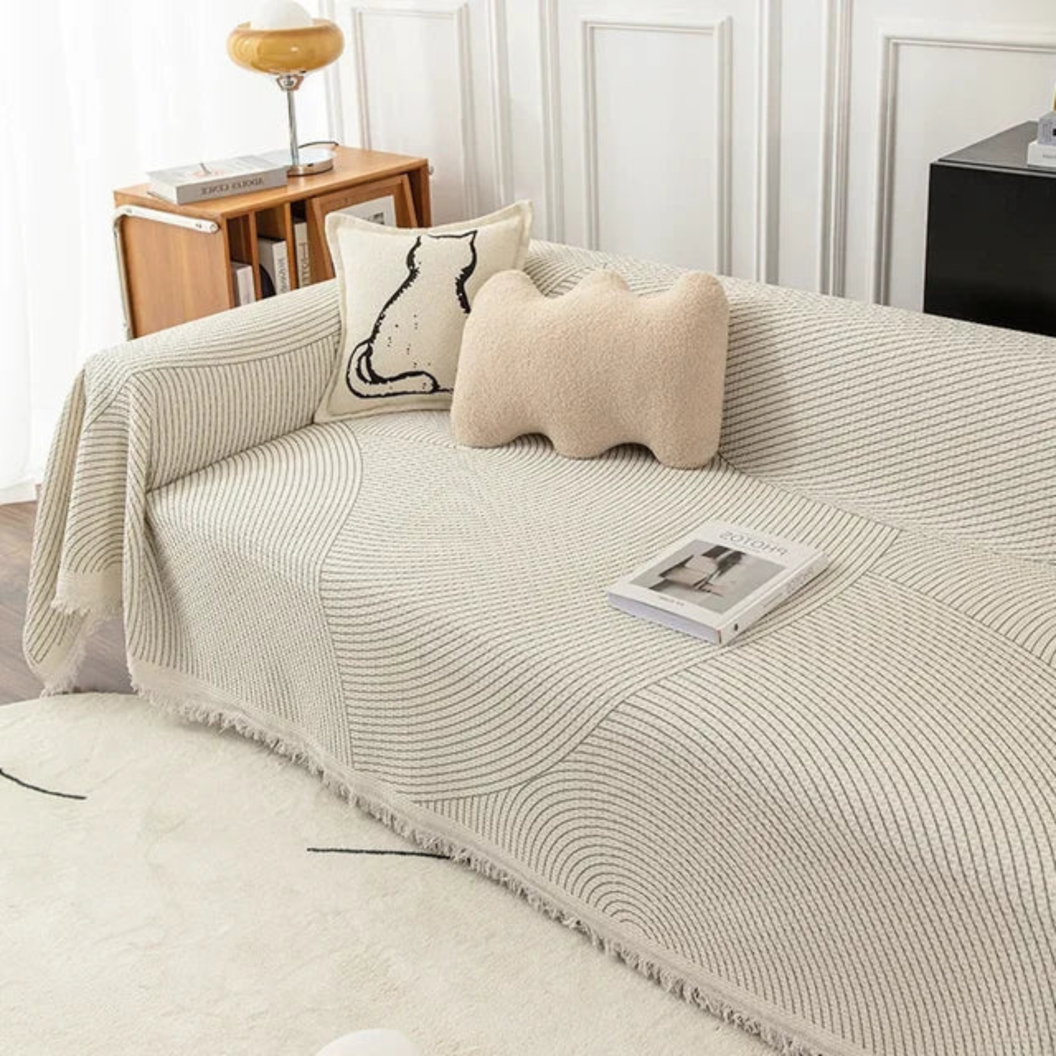 Skandinavisk Sofa Plaid med Frynse Kant