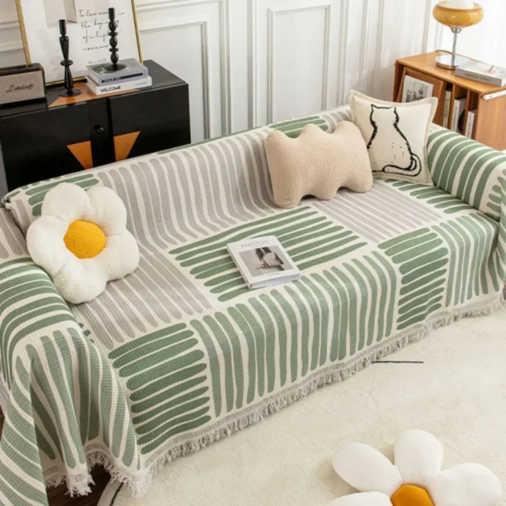 Skandinavisk Sofa Plaid med Frynse Kant