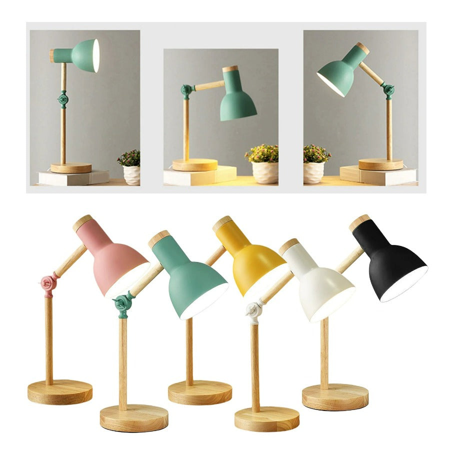 Skandinavisk Træ Skrivebordslampe med Foldbart Design