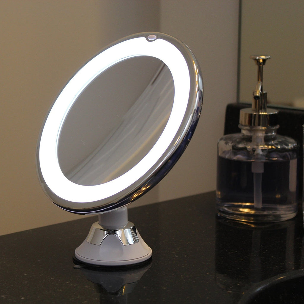 Makeup-spejl med lys og 10x forstørrelse | Belyst LED spejl rundt | Kosmetix