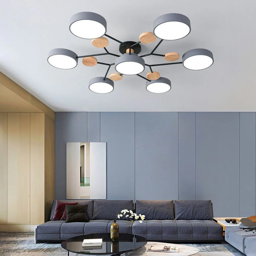 Moderne Halo LED Semi-Flush Loftlampe til Stilfulde Rum