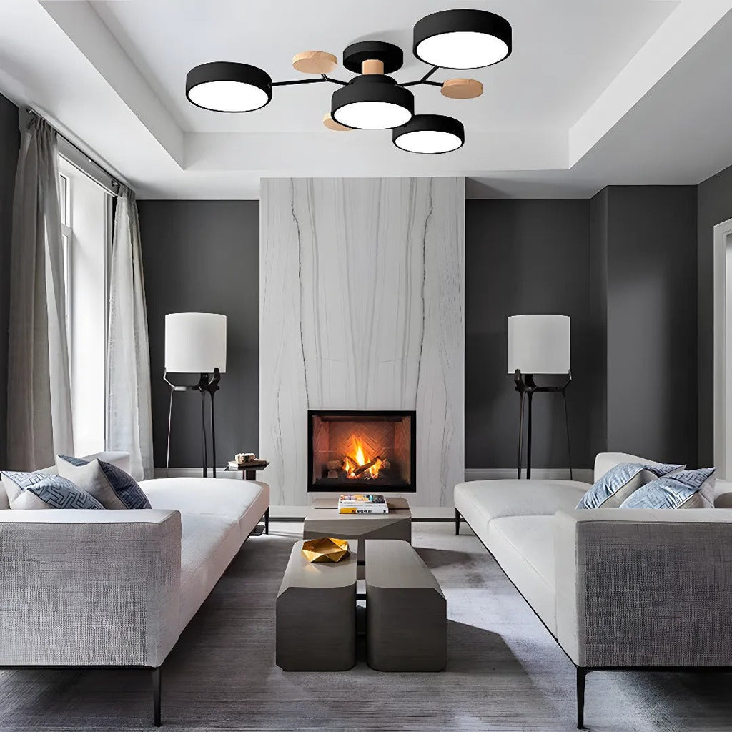 Moderne Halo LED Semi-Flush Loftlampe til Stilfulde Rum