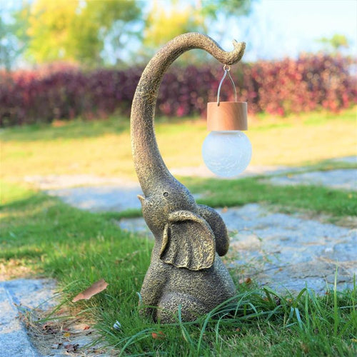 Solcelledrevet Kobber Elefantlampe