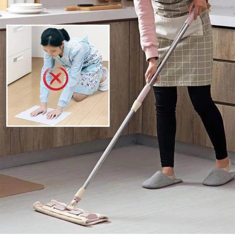 Fladmoppe i rustfrit stål – Med genanvendeligt mikrofasthåndklæde