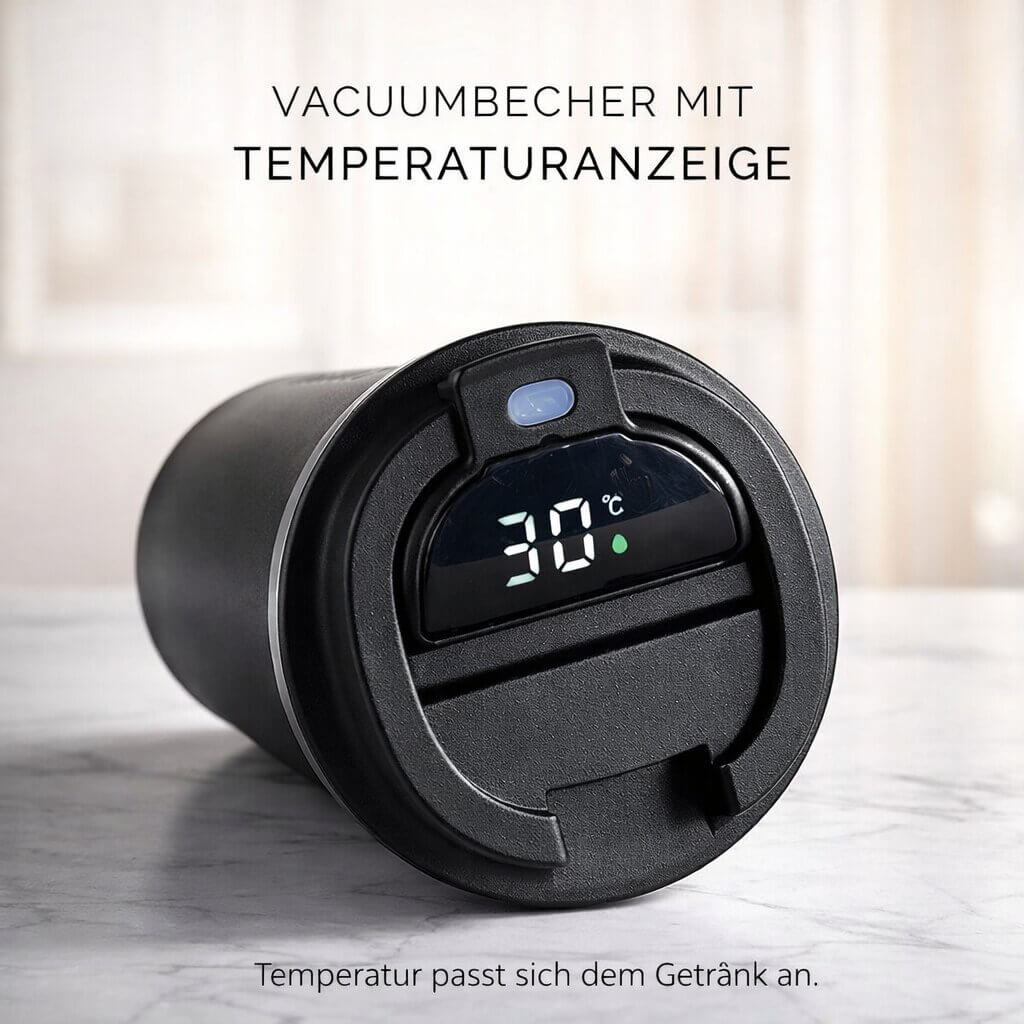 Termokrus med temperaturmåler | Smart drikkekrus i rustfrit stål | Themiora